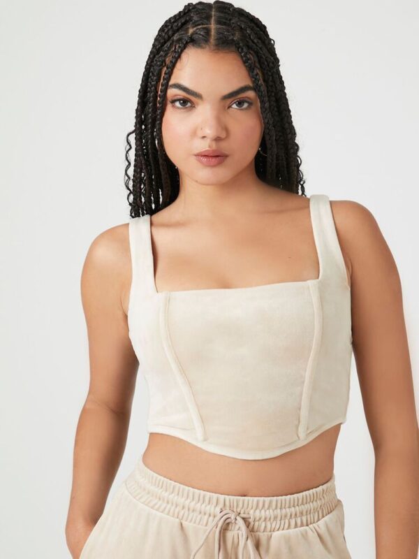 Áo 2 dây croptop F21 nhung