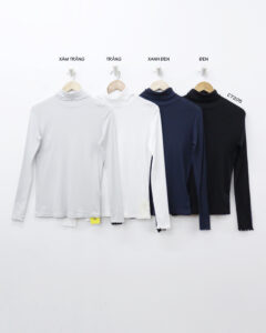 C7205 - Áo thun cổ lọ Doclasse tay dài xoắn lai trơn 10 7205 2