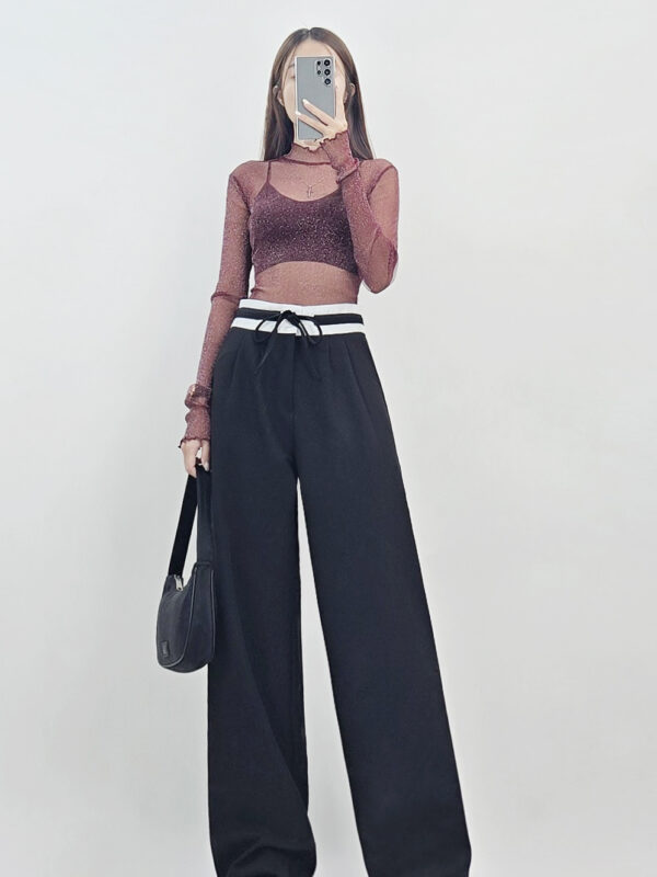 C7269 - Áo lưới F.21 cổ lọ tay dài xoắn viền