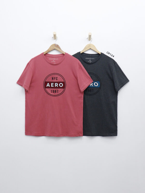 Áo thun nam AERO cổ tròn tay ngắn thêu chữ NyC