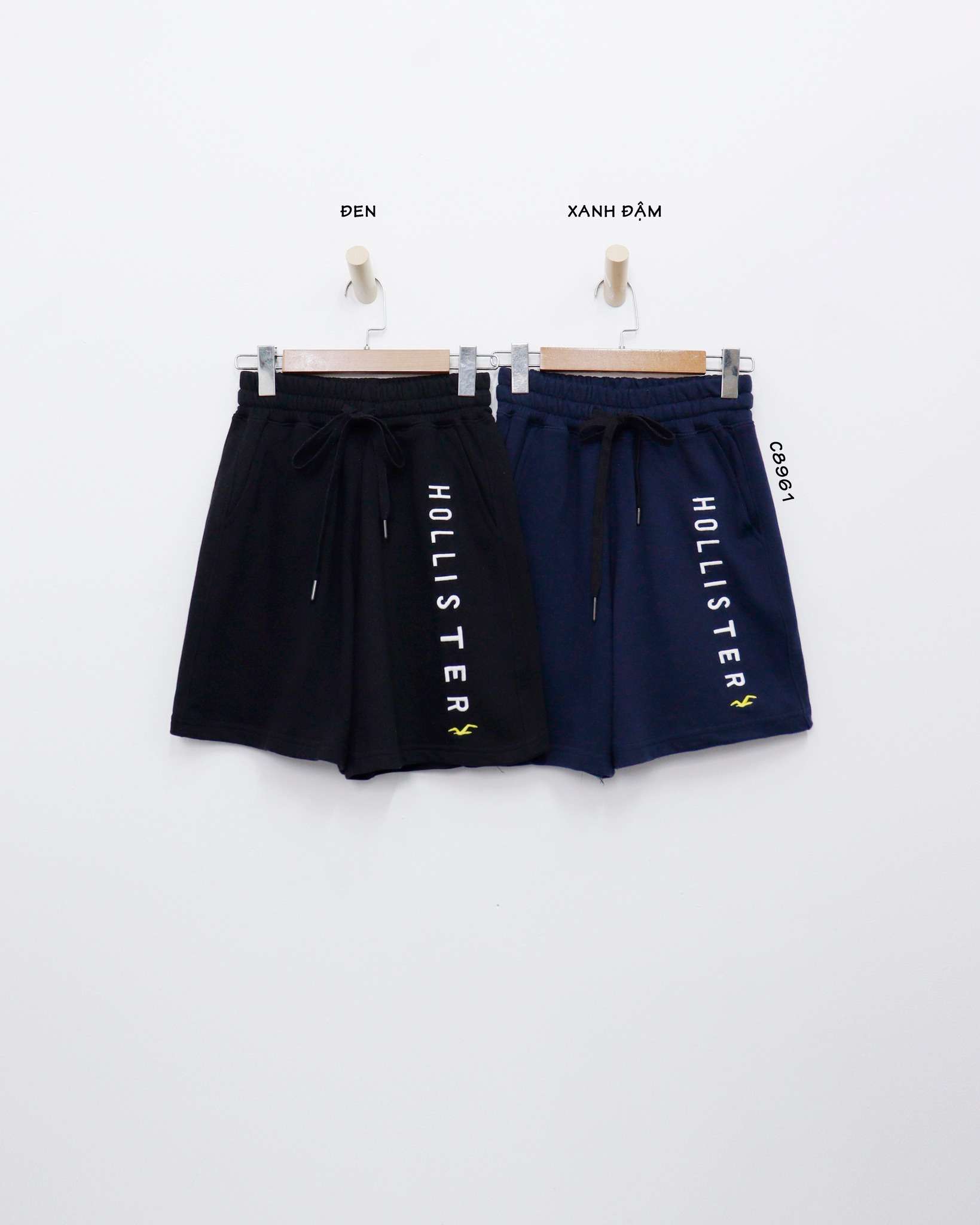 C8961 - Quần short thun nam Hollister 2 túi, thêu chữ dọc