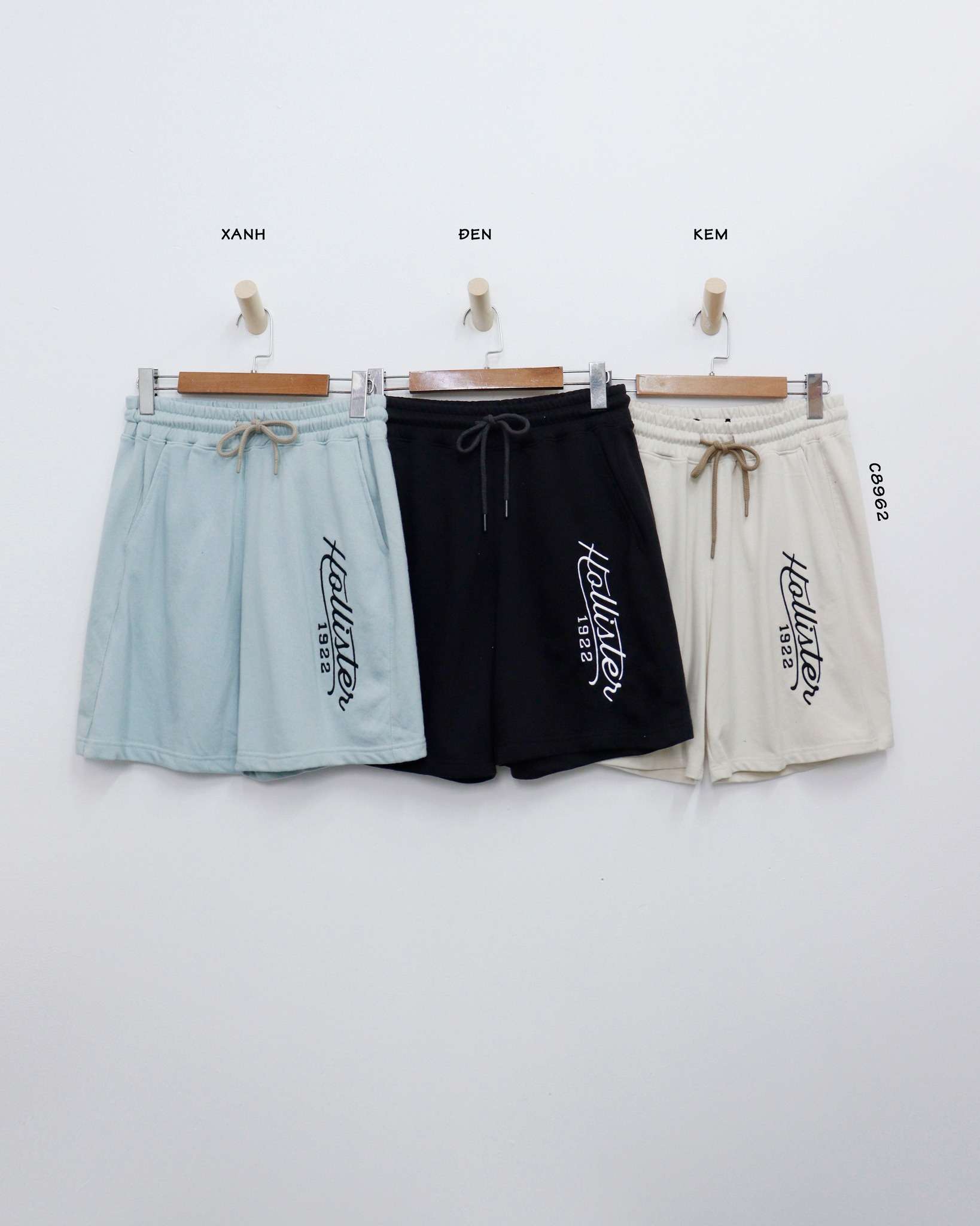C8962 - Quần short thun nam Hollister 2 túi, thêu 1922 dọc
