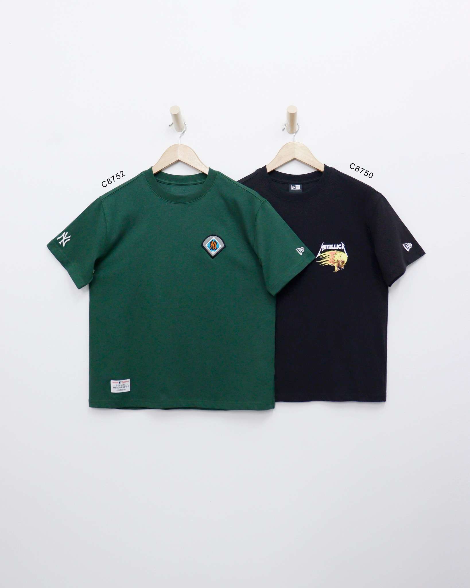 C8750 & C8752 - Áo thun New Era cổ tròn tay ngắn in hình trước & Áo thun New Era cổ tròn tay ngắn thêu NY trước