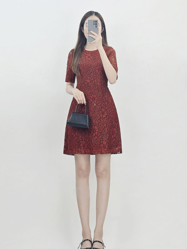 C7287 - Đầm ren 2 lớp Mixxo, cổ tròn tay ngắn
