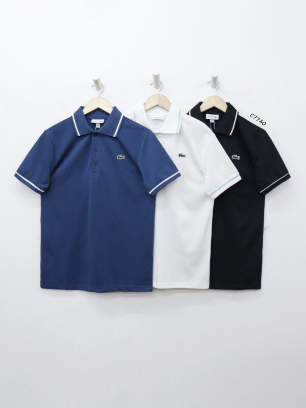 C7740 - 	Áo thun nam Lacoste cổ bẻ tay ngắn thêu logo trước
