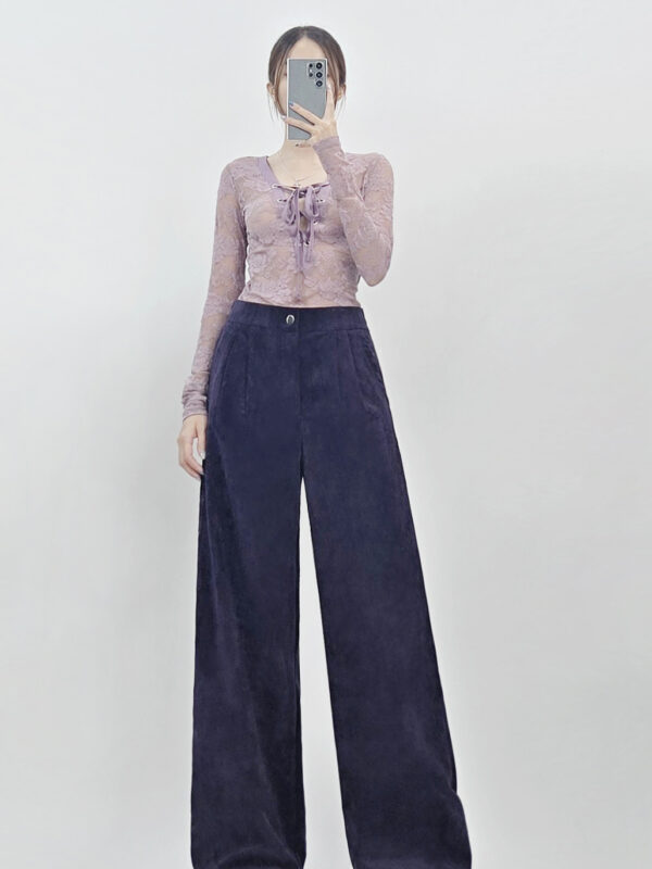 C7744 - Quần nhung Double ống rộng, lưng thun sau, 2 túi hông