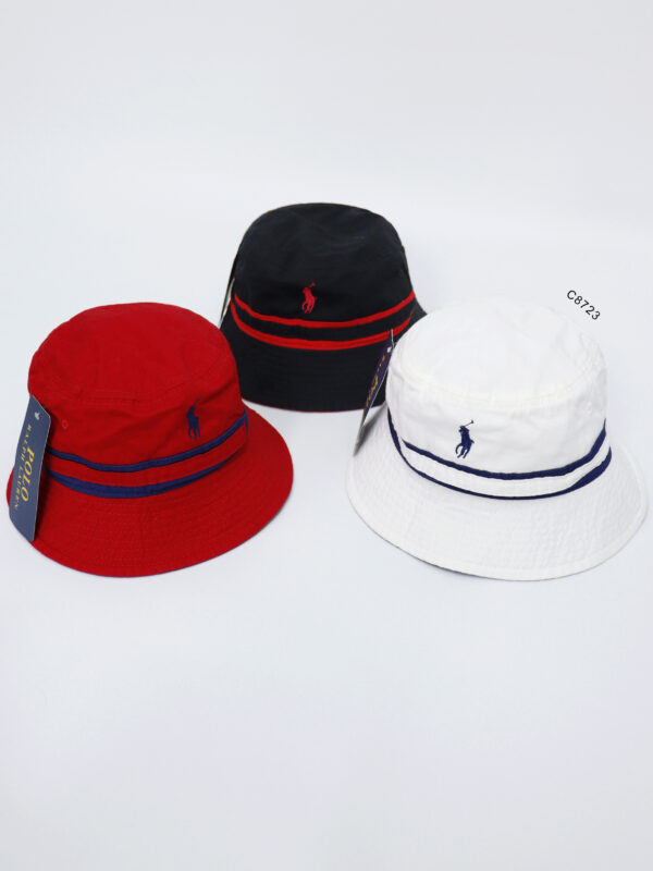 C8723 - Nón bucket Polo phối viền màu logo trước