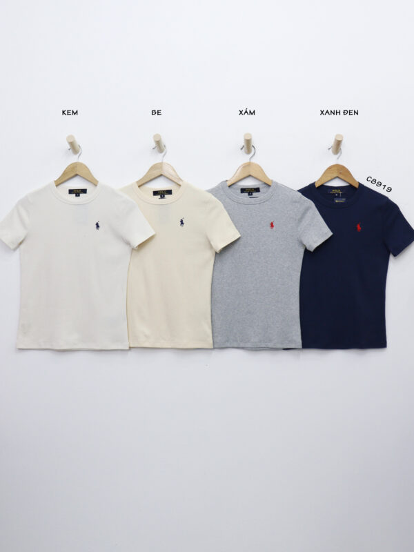 C8919 - Áo thun Polo cổ tròn tay ngắn thêu logo trước