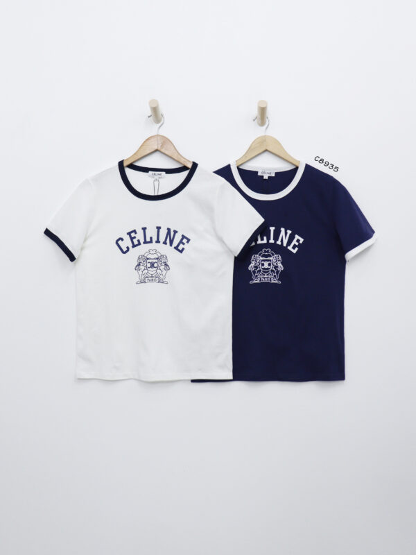 C8935 - Áo thun Celine cổ tròn tay ngắn in chữ trước