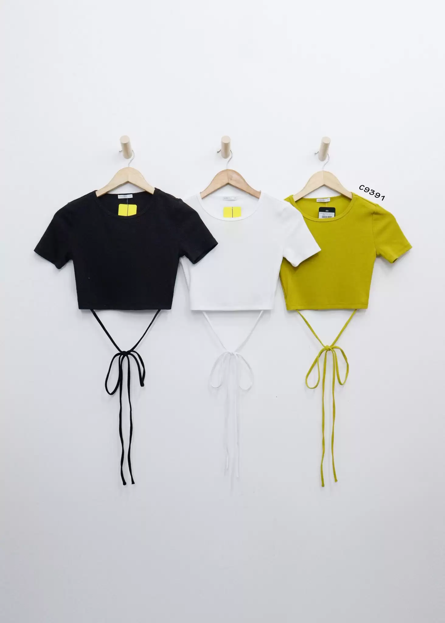 Áo thun gân croptop GJ cột dây trơn