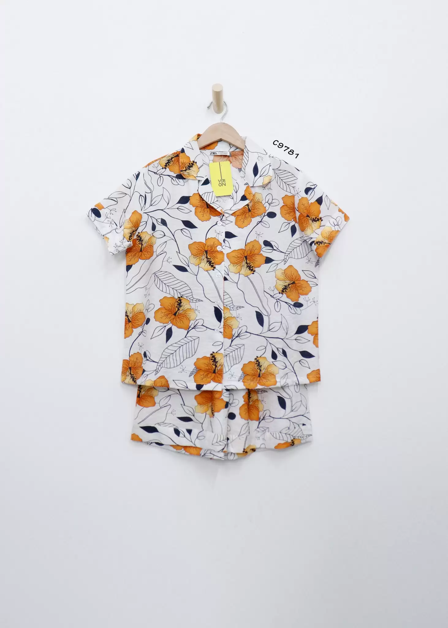 Set bộ Zara tay ngắn phối hoa to