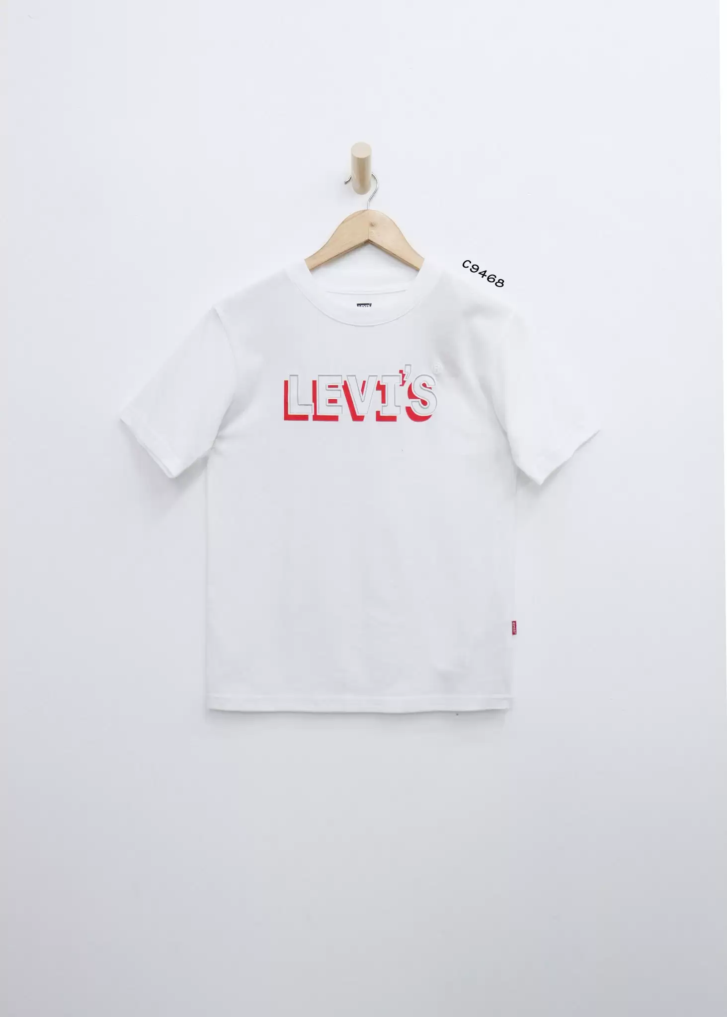 Áo thun Levi's cổ tròn, tay ngắn, in chữ Levis đỏ
