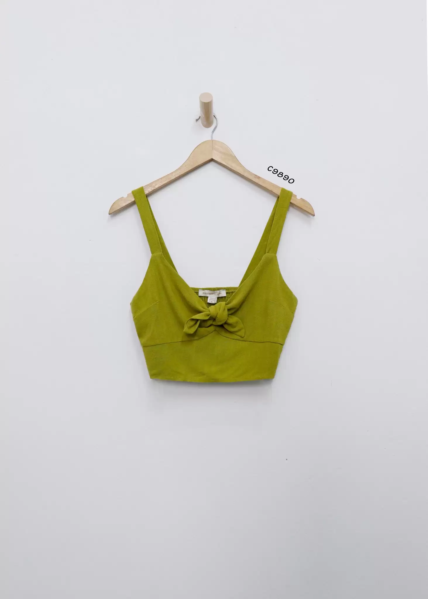 Áo 2 dây croptop Monteau bo thun sau