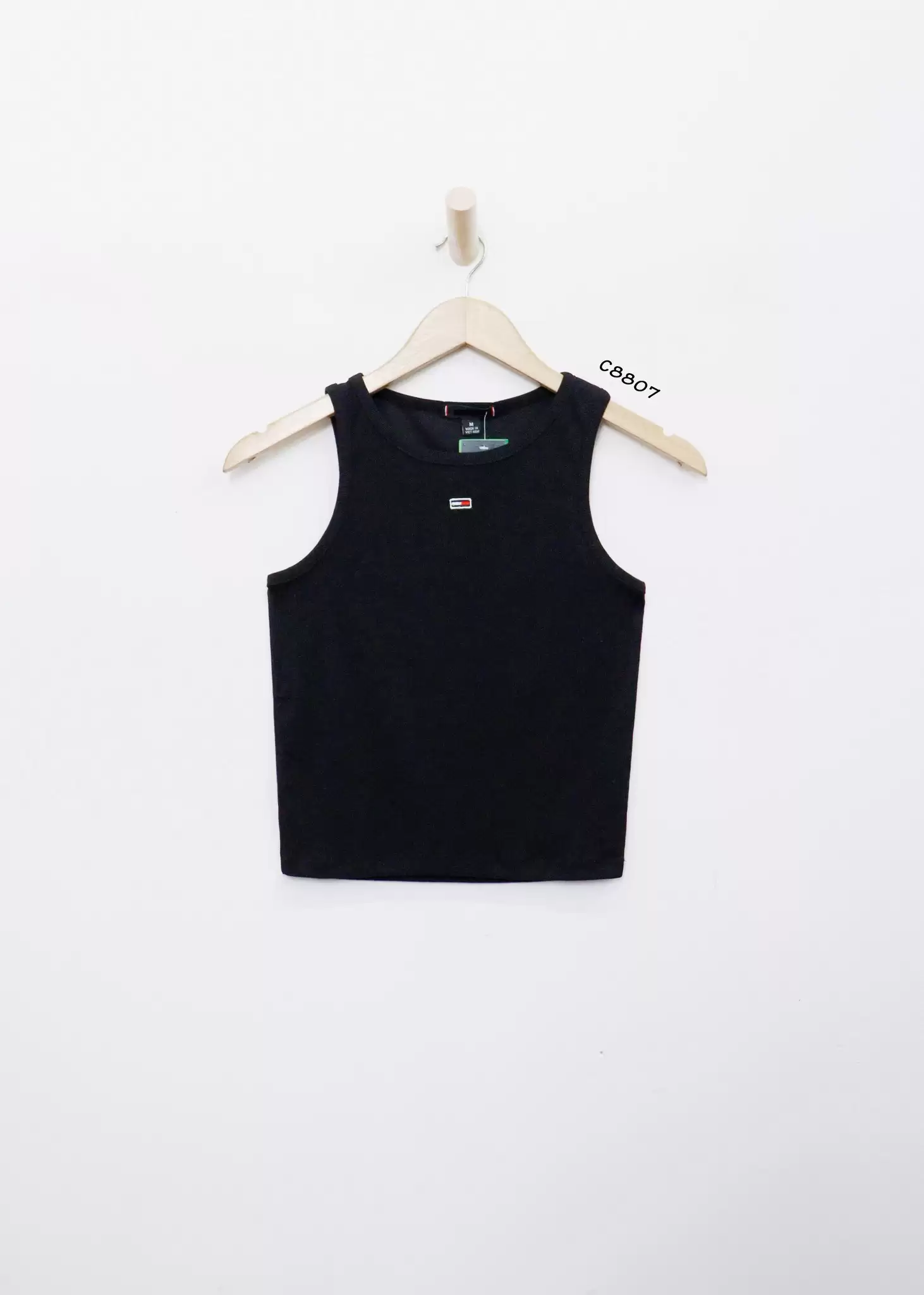 Áo ba lỗ Tommy thun gân thêu logo trước