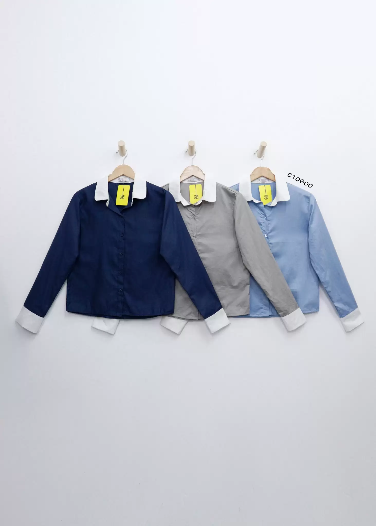 Áo sơ mi GJ cổ bẻ tay dài, trơn