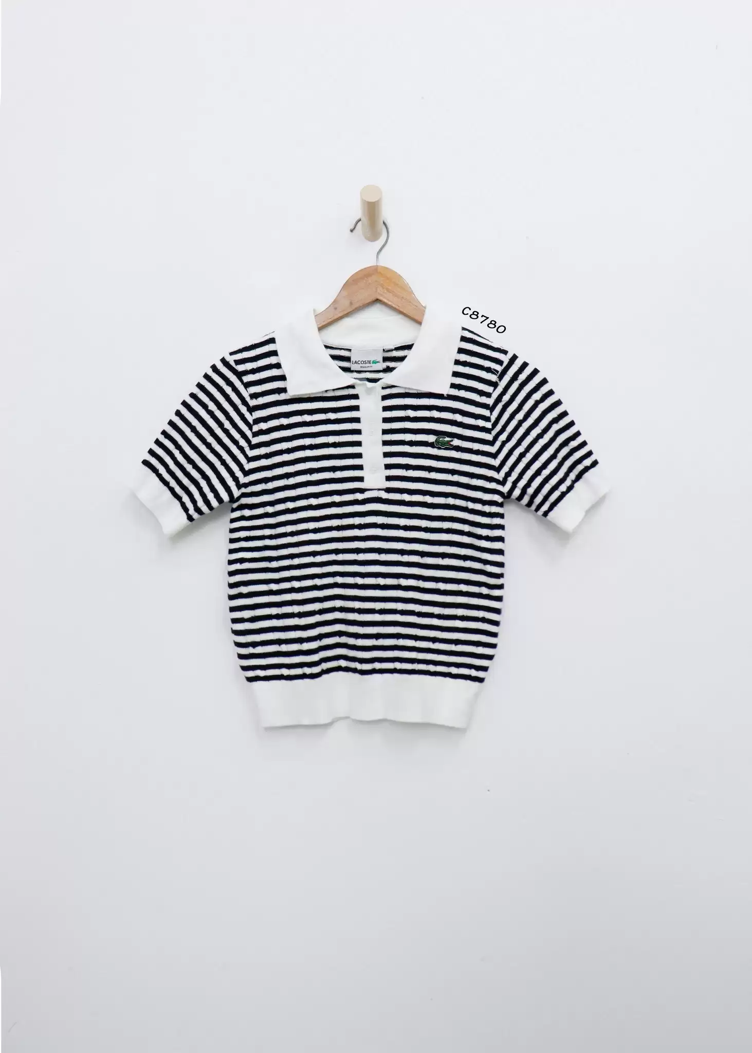 Áo len Lacoste cổ bẻ, phối màu, thêu logo trước, sọc 11 1 48