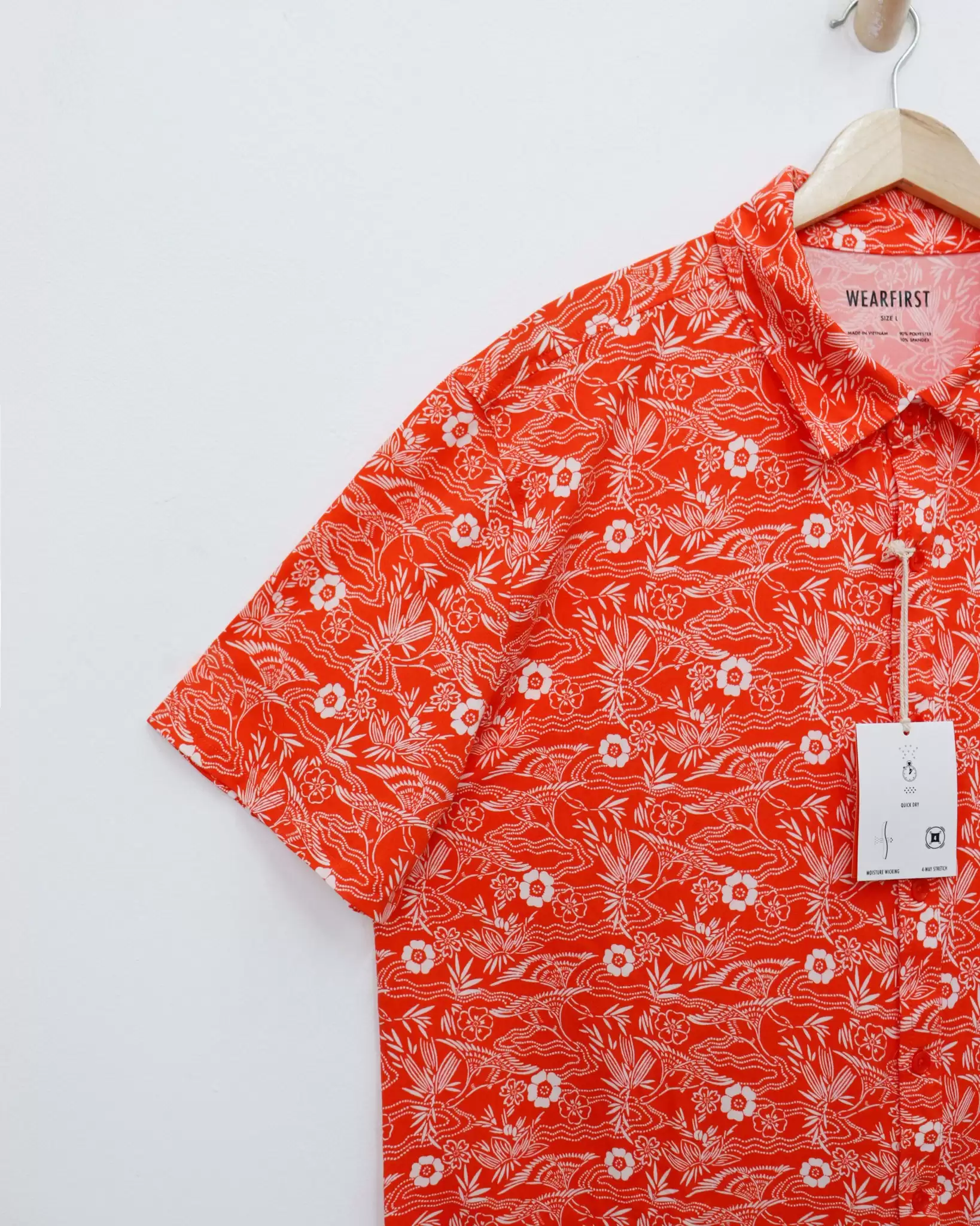 Áo sơ mi nam Wearei cổ bẻ tay ngắn thun hoa lá 2 2 41