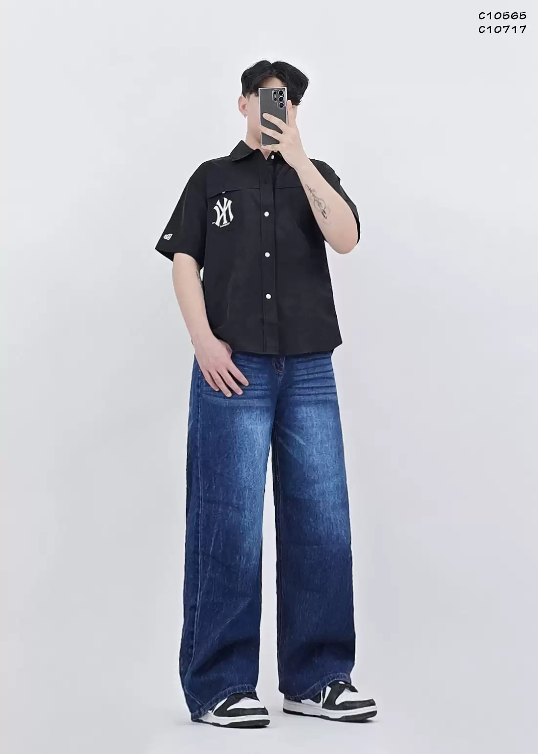 Áo sơ mi New Era cổ bẻ tay ngắn 2 túi trước in NY